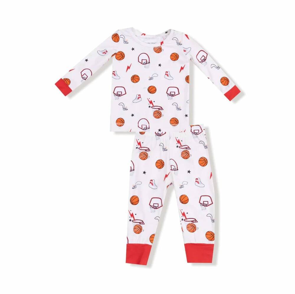 NEW ANGEL DEAR boy's basketball long sleeve lounge set in red